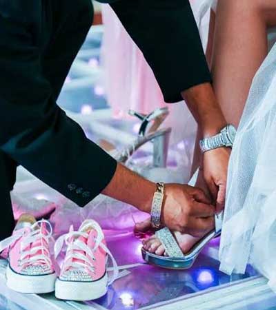 Padrinos zapatillas Quinceanera fiesta de XV años