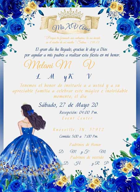 Quinceaneras invitacion fiesta de XV años
