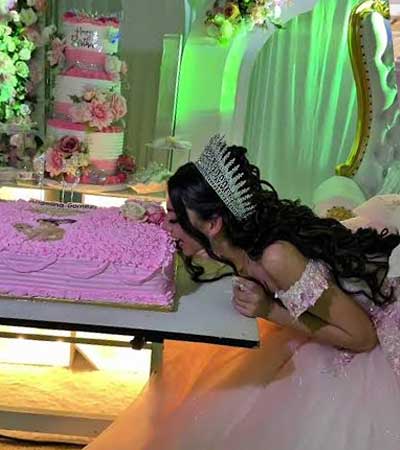 Padrinos pastel Quinceanera fiesta de quinceaños